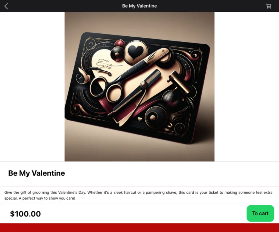 Tarjetas regalo en la app de la barbería