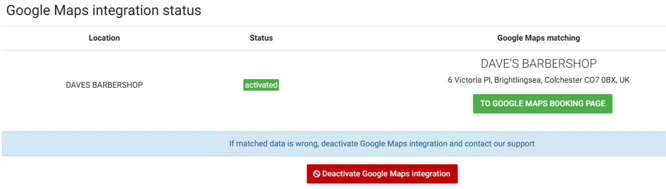 Asociación correcta con Google Maps